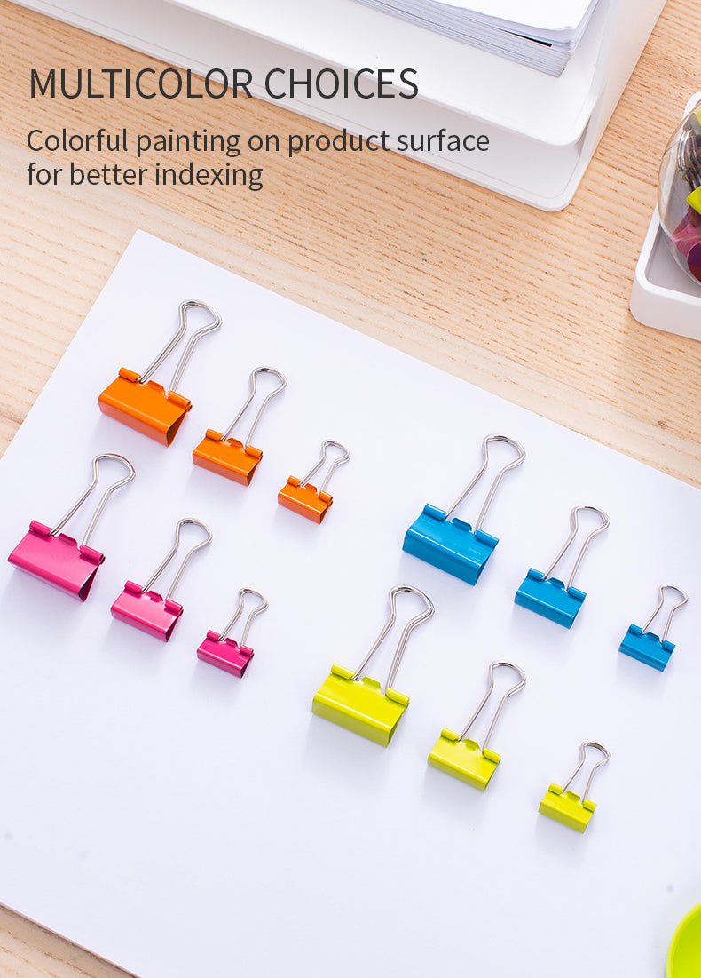 Deli W8560 Color Binder Clips 24 Pcs (Multicolor, Pack of 1)