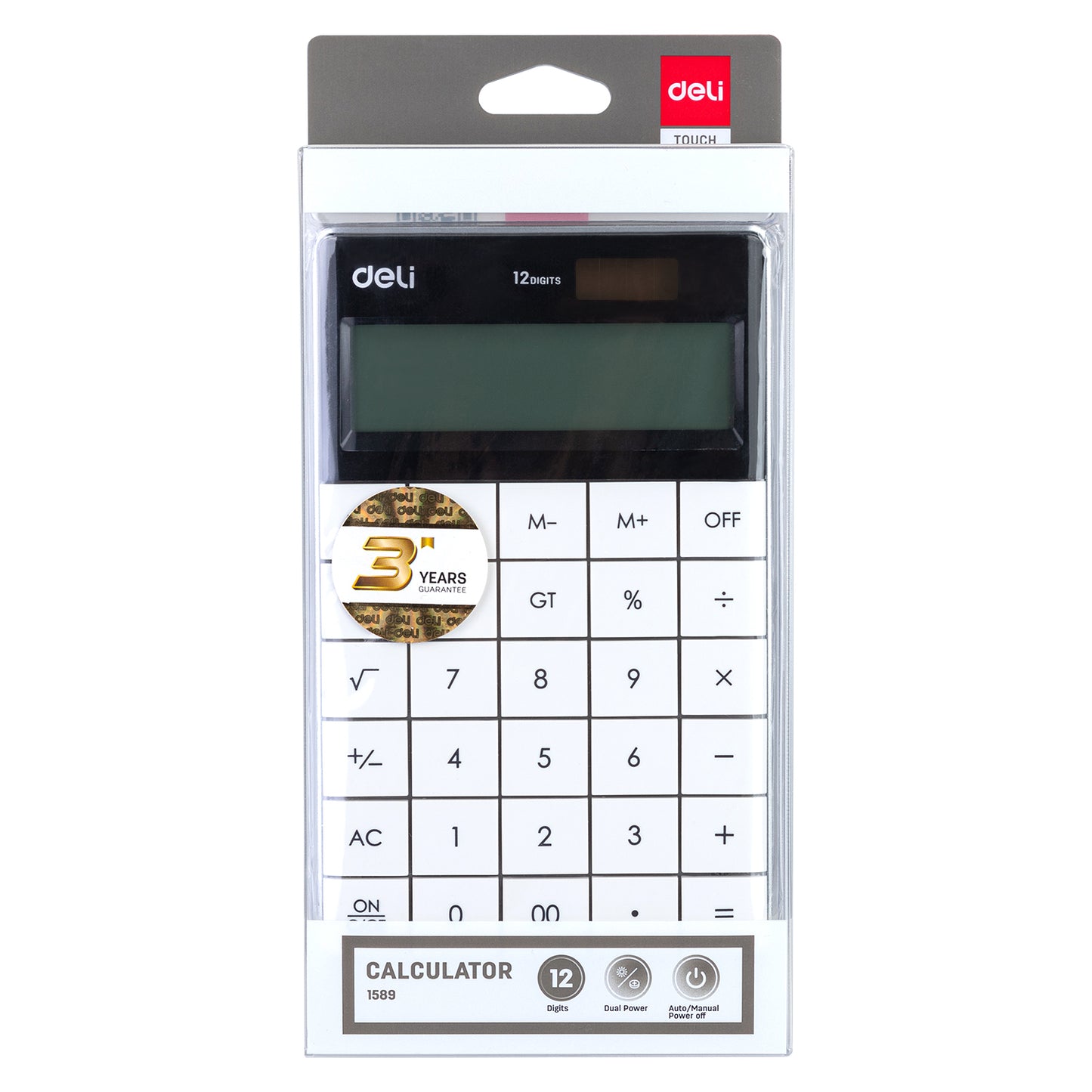 Deli W1589 Modern Compact Calculator 12-Digit, White