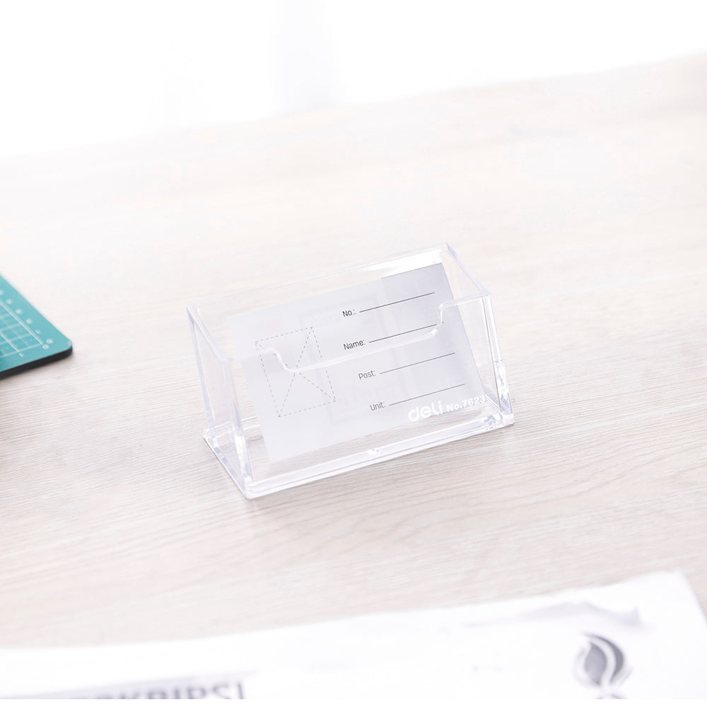 Deli W7623 Business Card Holder (Transparent, Pack of 1)