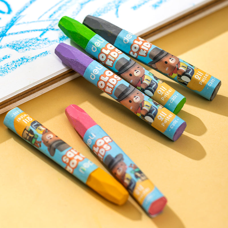 Deli WC20104 Oil Pastel (Multicolor, 12 Pcs)