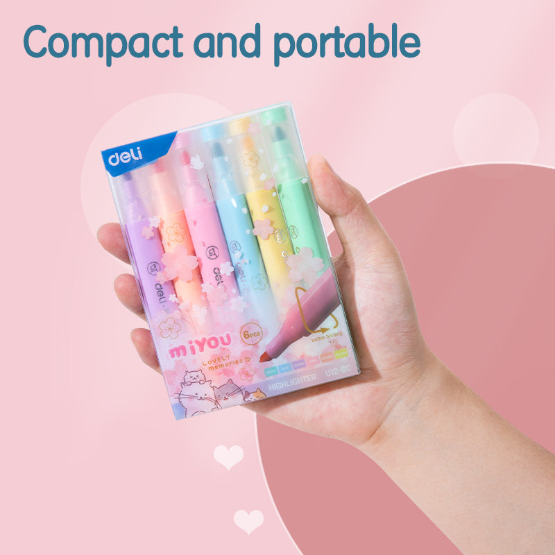 Deli WU12-6C Macaron Highlighter (Pack of 1)