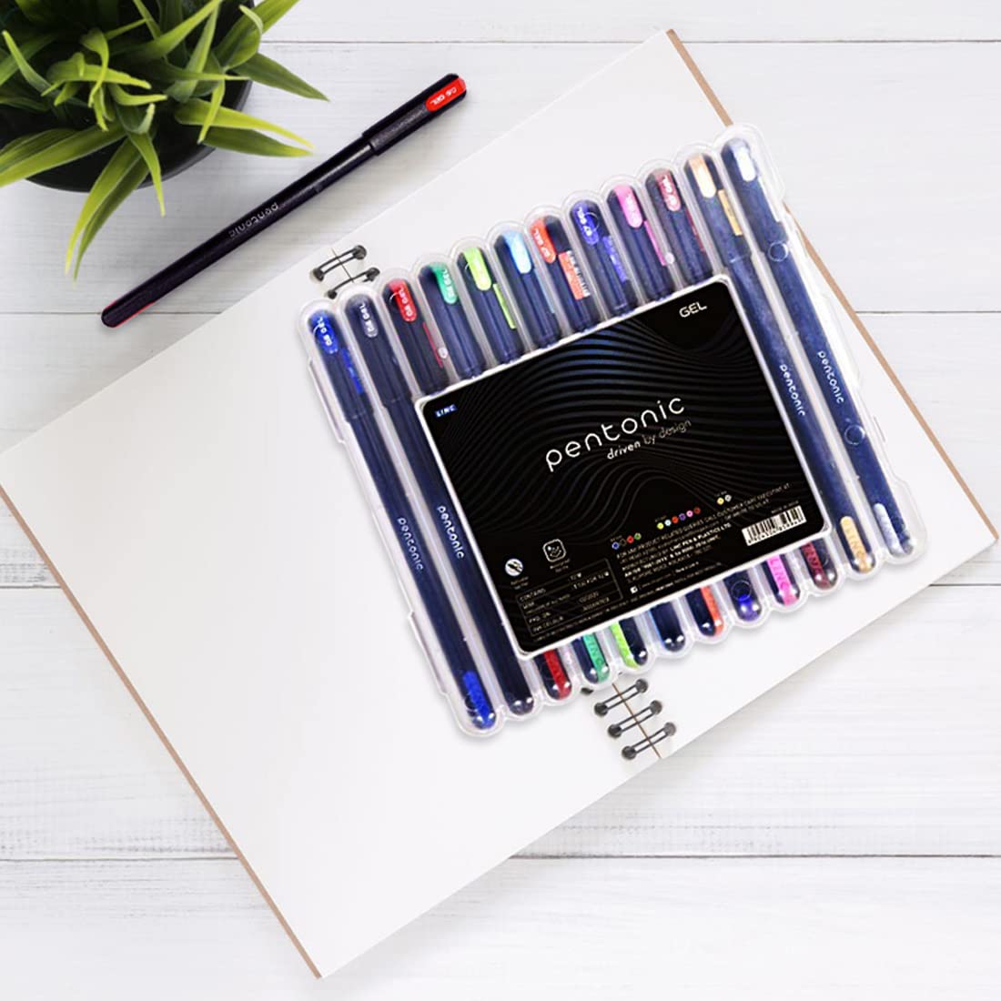 Pentonic Multicolor Gel Pen With Hard Box Case (0.6 mm 1.0 mm, 12 Pcs Set), Pack Of 1