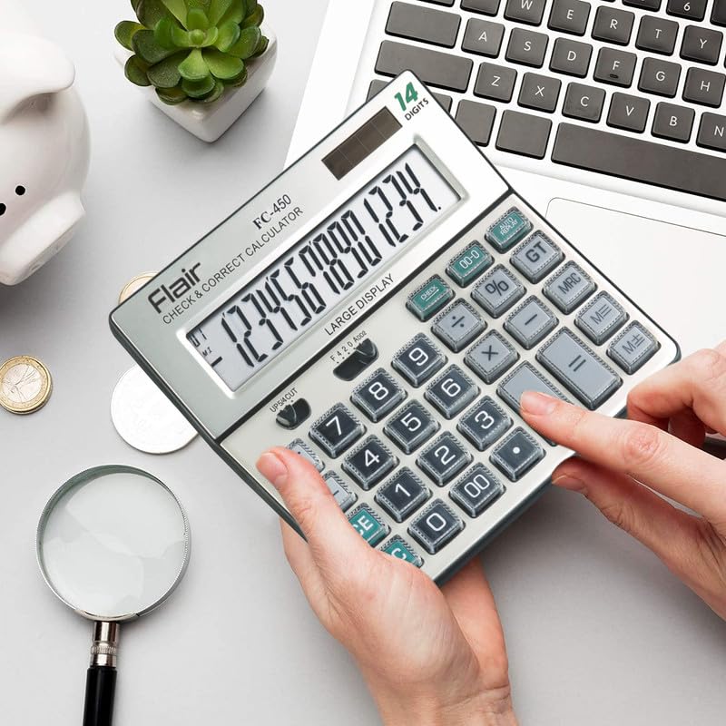 Flair FC-450 Desktop Series Basic Calculator, Grey, Pack of 1