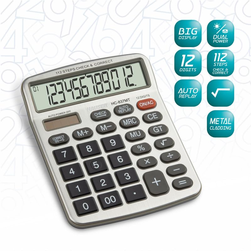 Hauser Desktop Series HC 837MT Calculator, Pack of 1