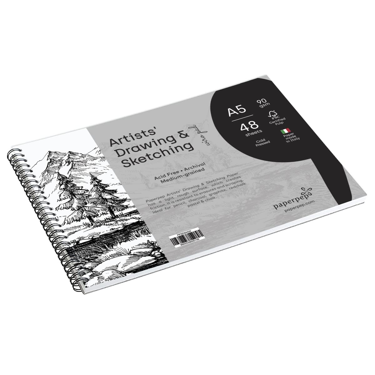 PaperPep Artists' Sketching & Drawing Wiro Pads 90GSM A5 Pack of 48