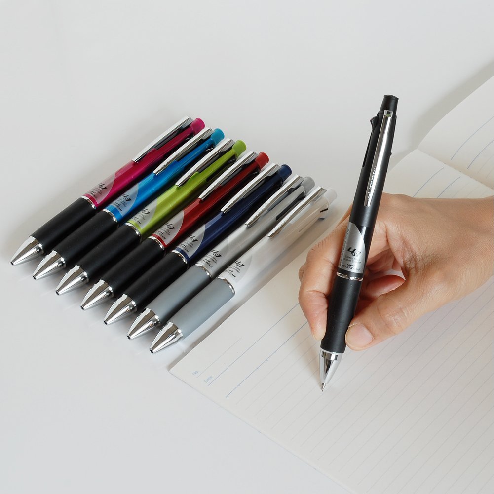 uni-ball Jetstream MSXES-1000 0.7mm Ball Pen & 0.5mm Mechanical Pencil, Multicolor Ink, White Body, Pack of 1