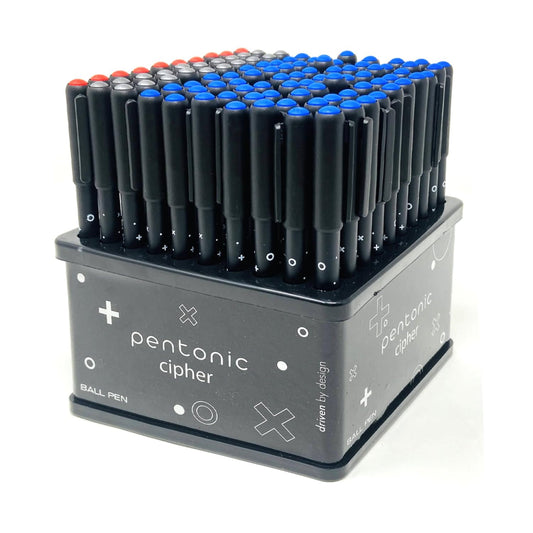 Pentonic Cipher 0.7mm Ball Pen Tumbler, 70 Pcs Blue Ink+20 Pcs Black Ink+10 Pcs Red Ink (Pack of 100)