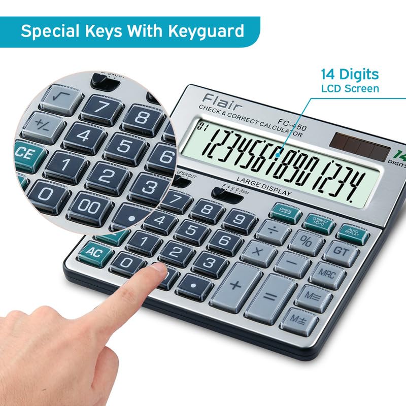 Flair FC-450 Desktop Series Basic Calculator, Grey, Pack of 1