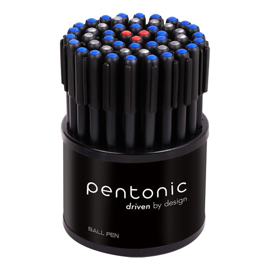 Pentonic Ball Pen Tumbler (Blue, Black & Red Ink, Pack of 50 Pens)