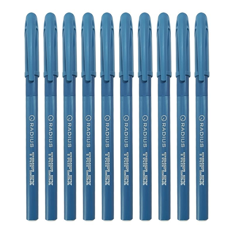 Radius Triflex Refillable 10 Pcs Pens, Blue Ink, Pack Of 1