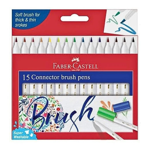 Faber-Castell 153015 Connector Brush Pens Assorted Pack of 15