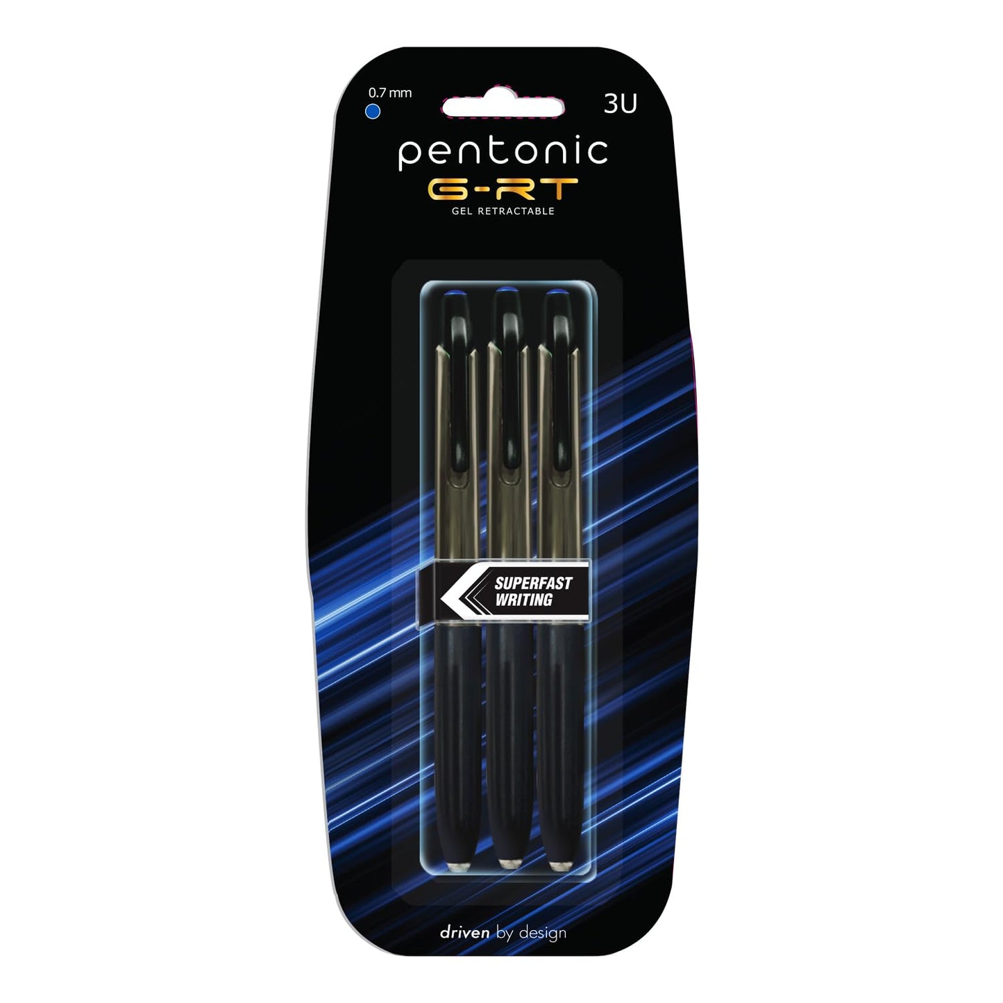 Linc Pentonic G-RT Gel Pen Blister Pack (0.7 mm, Blue Ink, Pack of 3)