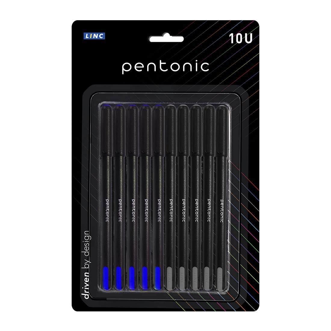 Pentonic 0.7 mm Ball Point Pen Blister Pack (Blue & Black Ink, Pack of 10)