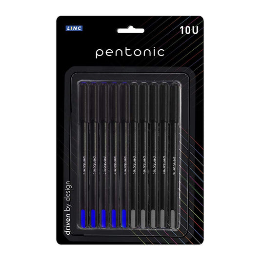 Pentonic 0.7 mm Ball Point Pen Blister Pack (Blue & Black Ink, Pack of 10)