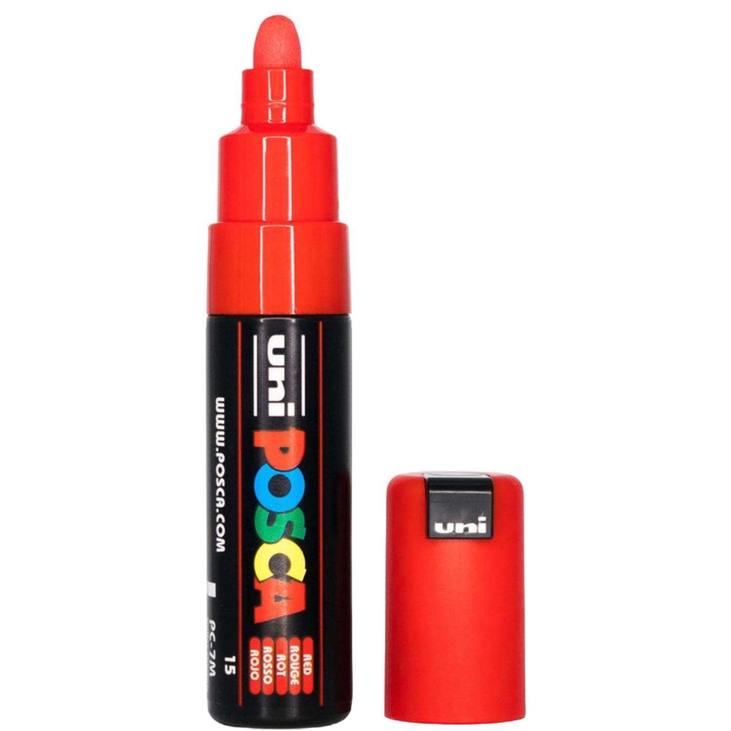 uni-ball Posca 7M 4.5-5.5 mm  Broad Bullet Shaped Markers, Red Ink, Pack of 1