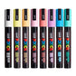 uni-ball POSCA 5M 1.8-2.5 mm Bullet Shaped Soft Color Markers, Multicolour Ink, Set of 8