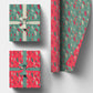 PaperPep Red & Green Feathers Double Sides Print 19"X29" Gift Wrapping Paper, Pack of 5