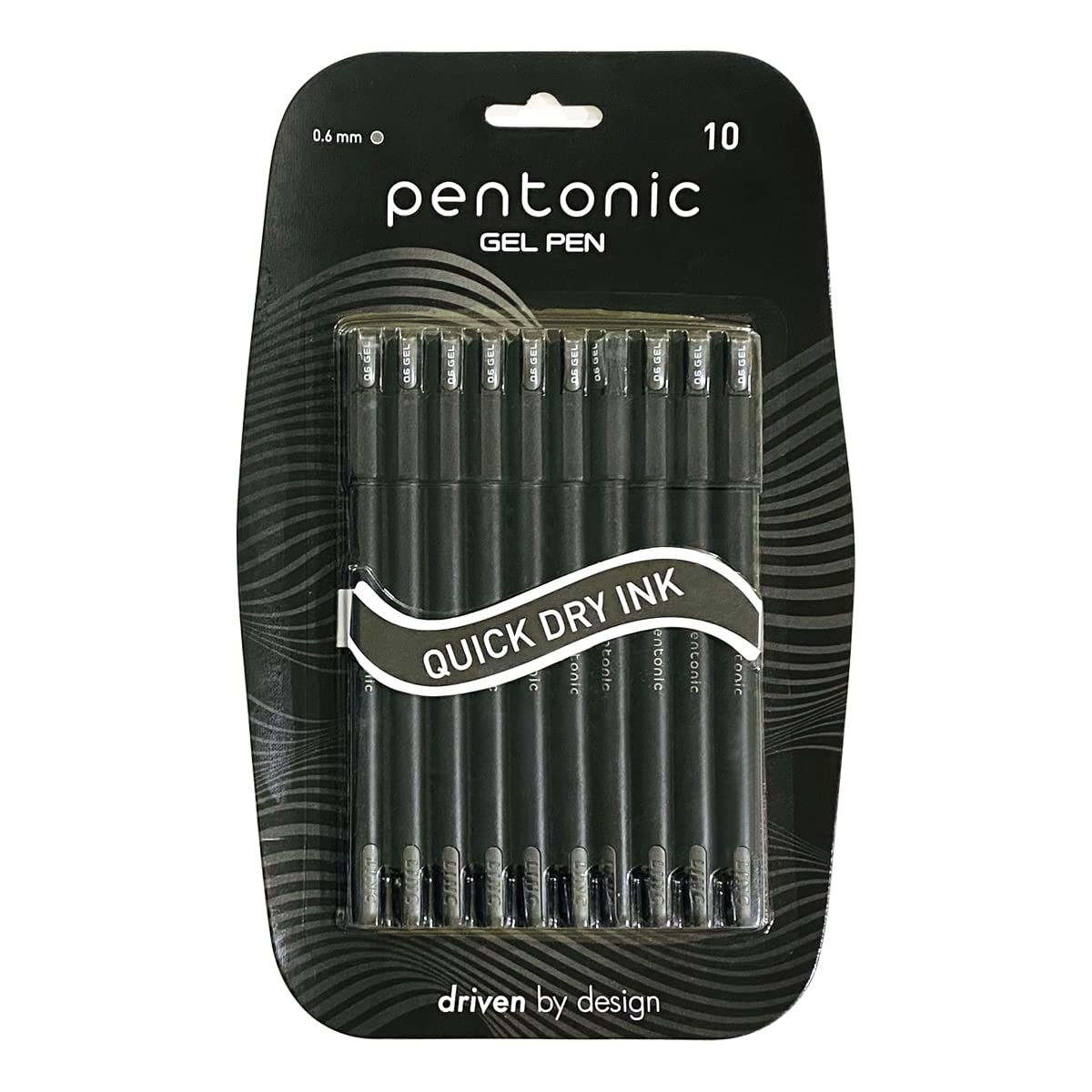 Pentonic Gel Pen Blister Pack (0.6 mm, Black Ink, Pack of 10)