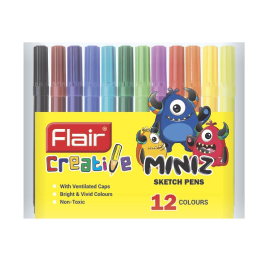 Flair Creative Series Miniz 12 Sketch Pen Pouch, Multicolour Shades