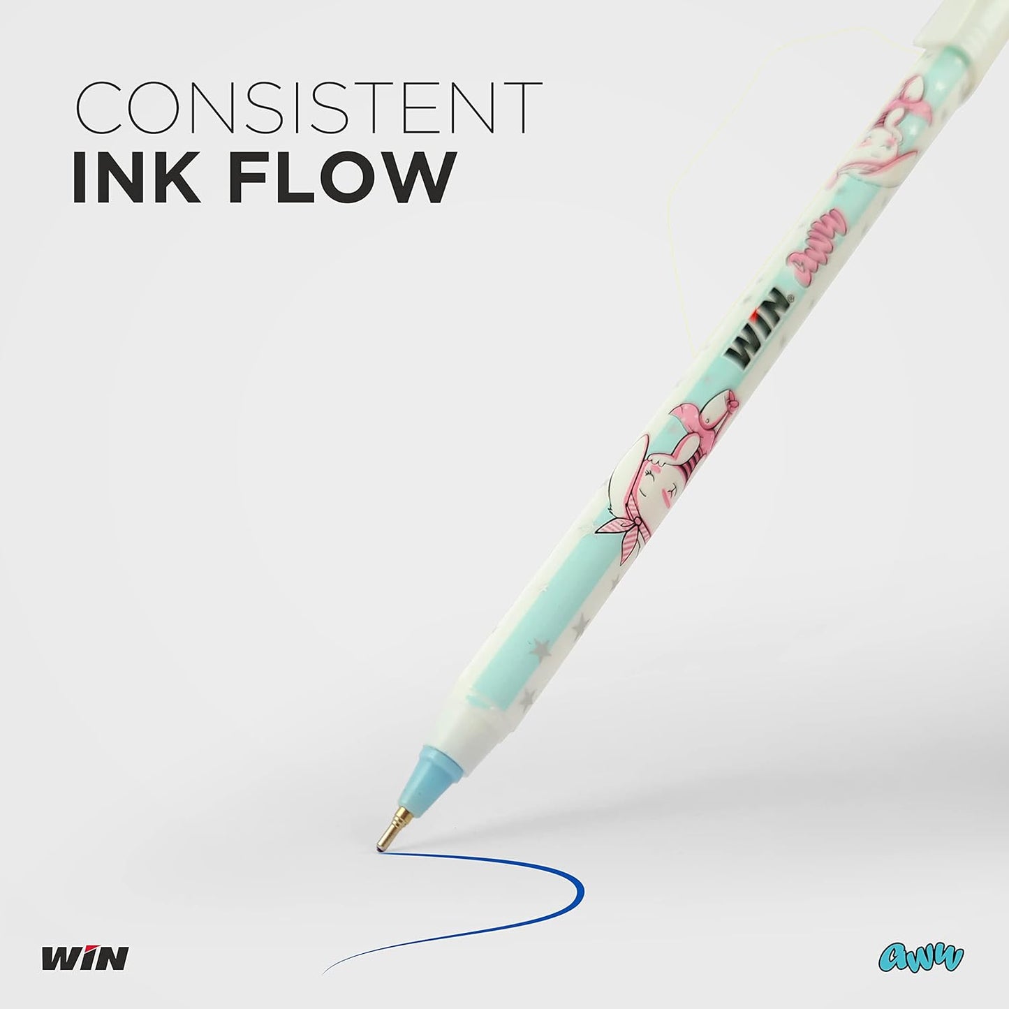 Win Aww Ball Pen, 0.7mm, Blue Ink, Pack of 20