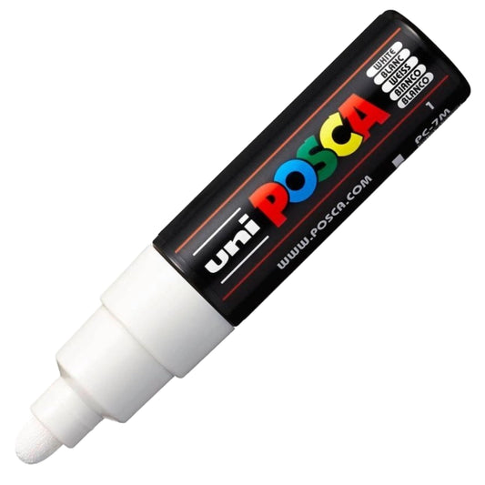 uni-ball Posca 7M 4.5-5.5 mm  Broad Bullet Shaped Markers, White Ink, Pack of 1