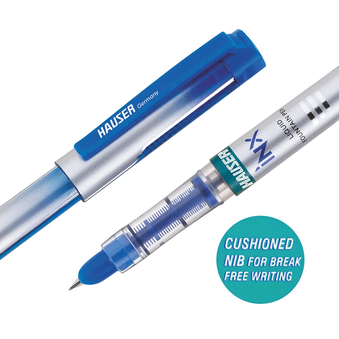 Hauser Inx Liquid Ink Fountain Pen, Blue Ink, Pack of 3
