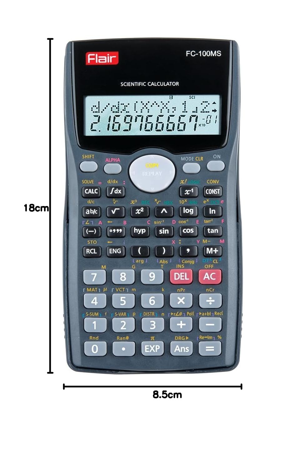 Flair FC-100MS Desktop Series Scientific Calculator, Black, Pack of 1