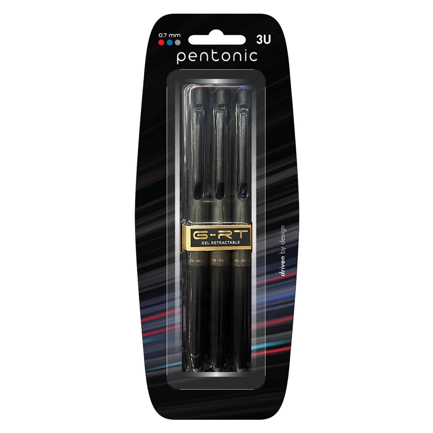 Linc Pentonic G-RT Gel Pen Blister Pack (0.7 mm, Blue,Black & Red Ink, Pack of 3)