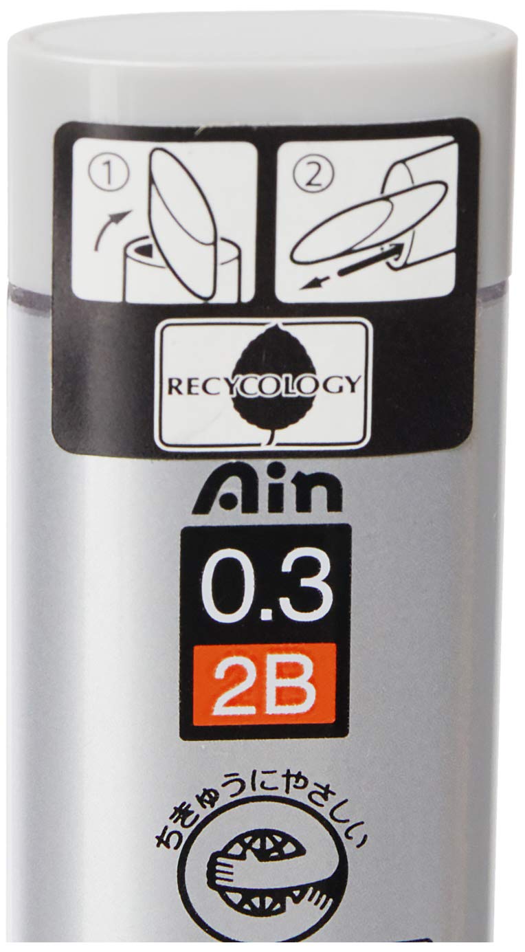 Pentel Ain Stein 0.3mm 2B Mechanical Pencil Lead, Pack of 15 (C273-2B)