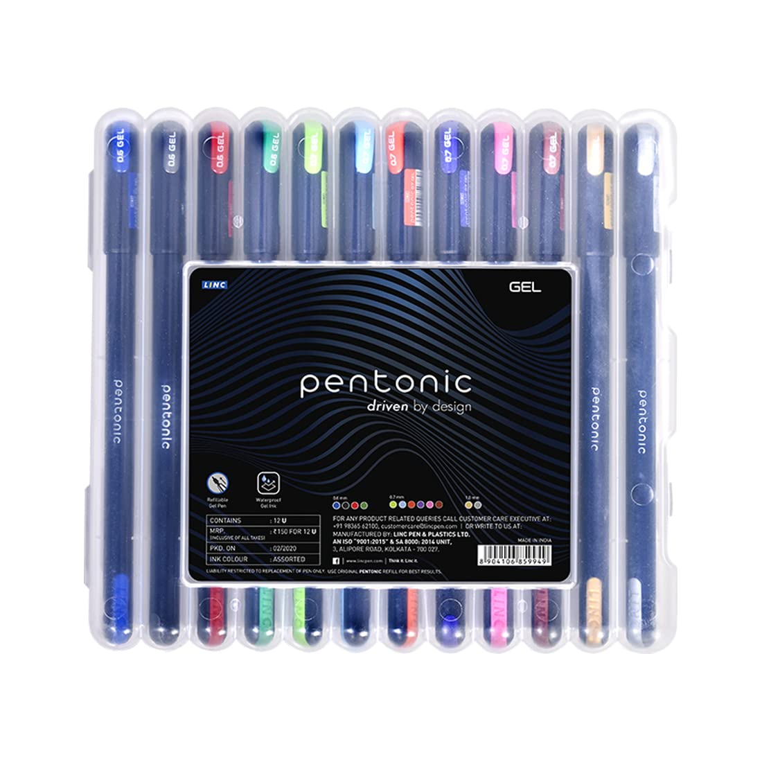 Pentonic Multicolor Gel Pen With Hard Box Case (0.6 mm 1.0 mm, 12 Pcs Set), Pack Of 1