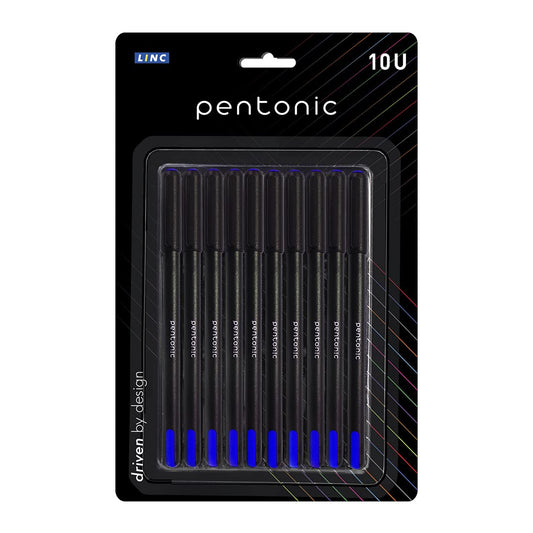 Pentonic 0.7mm Ball Point Pen Blister Pack, Pack of 10 (Blue)