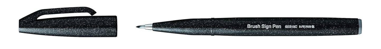 Pentel Arts Bold Colours Brush Sign Pen, Black, Pack of 1 (SES15C)