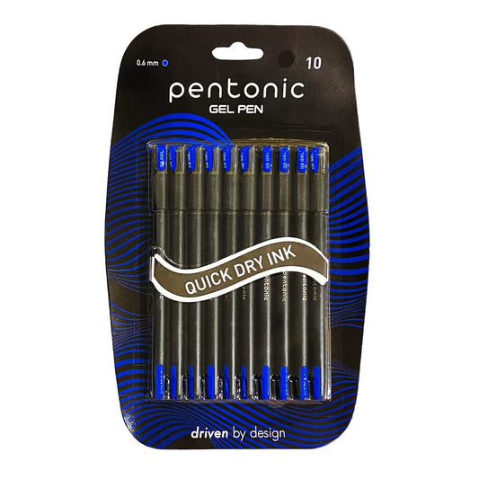 Pentonic Gel Pen Blister Pack (0.6 mm, Blue Ink, Pack of 10)