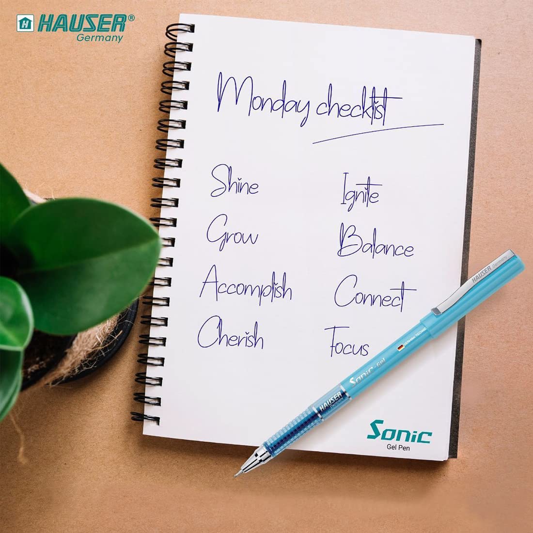 Hauser Sonic 0.5mm Gel Pen, Blue Ink, Pack of 10