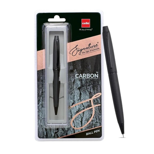 Cello Signature Series Carbon Ballpoint Pen, Blue Ink, Pack of 1