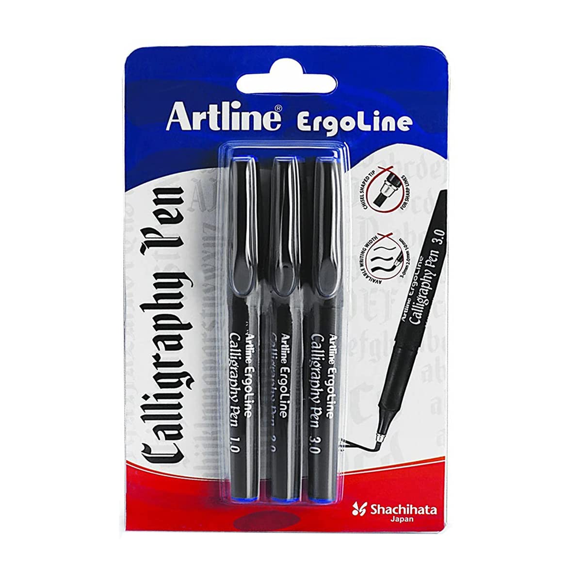Artline Ergoline 0.1-0.3 Calligraphy Pen Set, Blue Ink, Pack Of 3