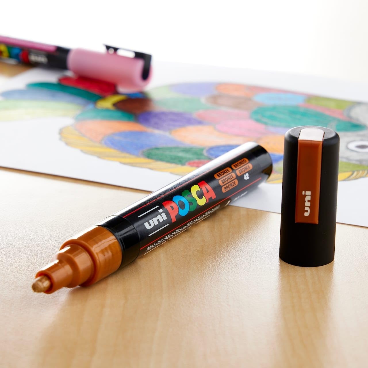 uni-ball Posca 5M 1.8-2.5 mm Bullet Shaped Markers, Bronze Ink, Pack of 1