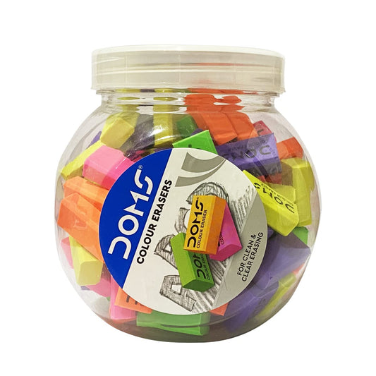 Doms Non-Toxic Dust Free Coloured Erasers Jar Pack Set