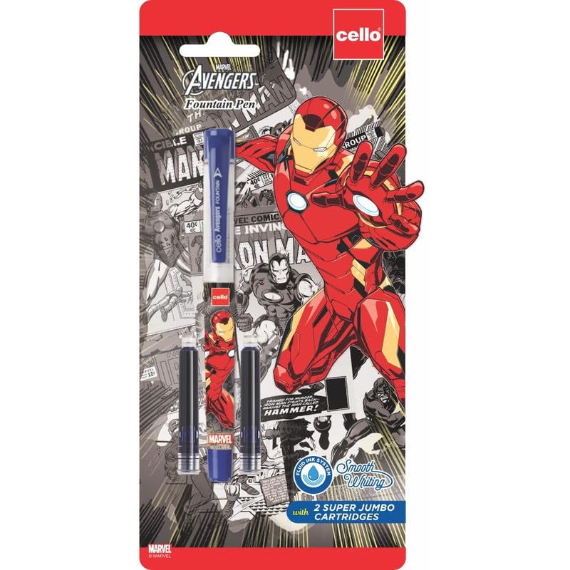 Cello Disney Series Avengers War Edition Fountain Pen , Blue Ink, Pack of 1