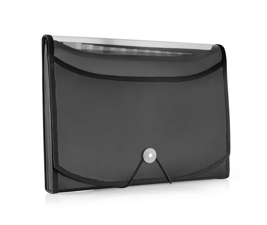 Ondesk Essentials 13 Pockets Expanding File With Card Holder , File for A4 Size Documents , Black, Pack of 1