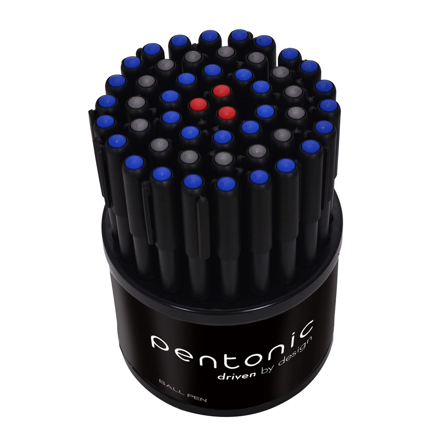 Pentonic Ball Pen Tumbler (Blue, Black & Red Ink, Pack of 50 Pens)