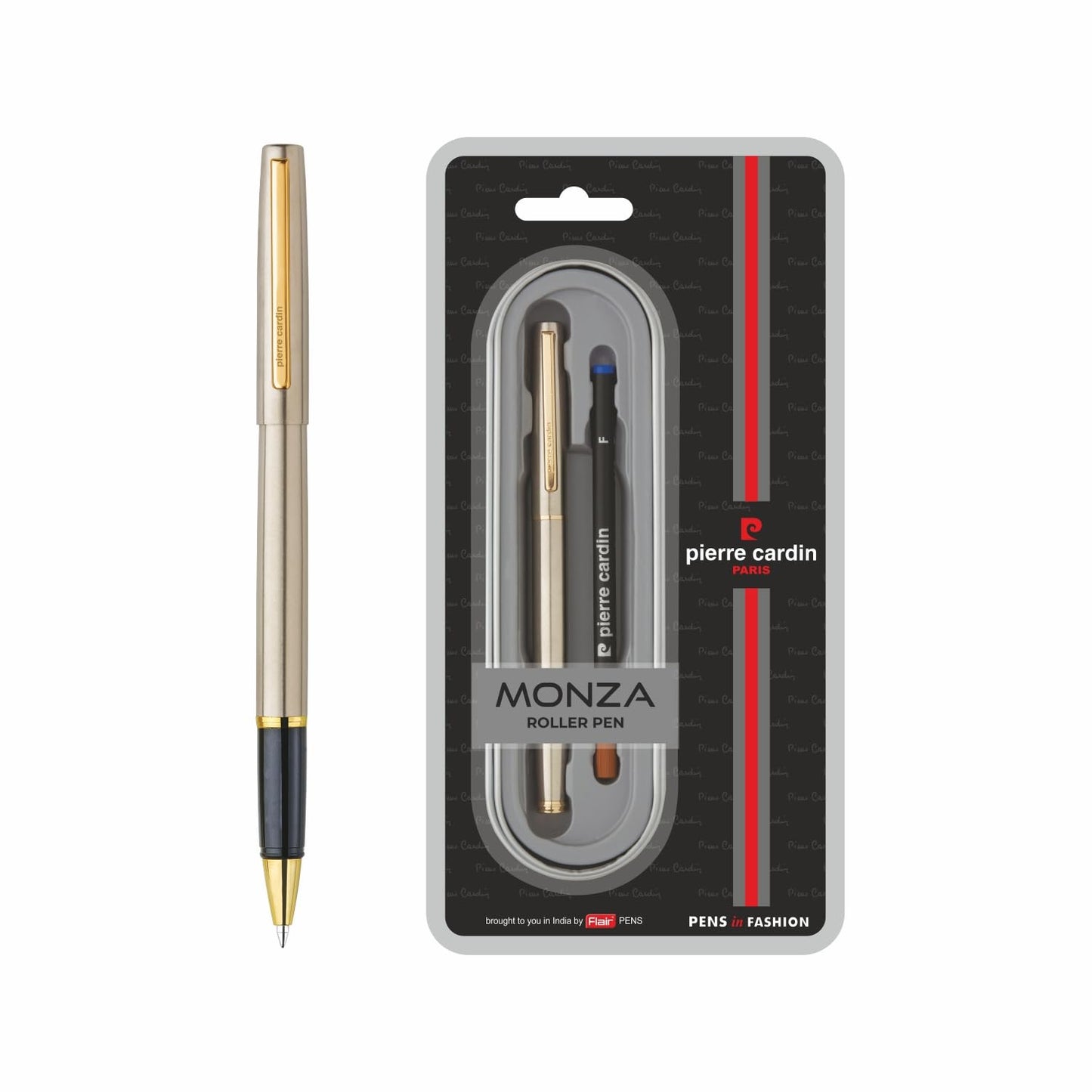 Pierre Cardin Monza Titanium Finish Exclusive Metal Roller Ball Pen, Blue Ink, Pack of 1