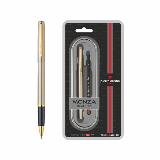 Pierre Cardin Monza Titanium Finish Exclusive Metal Roller Ball Pen, Blue Ink, Pack of 1