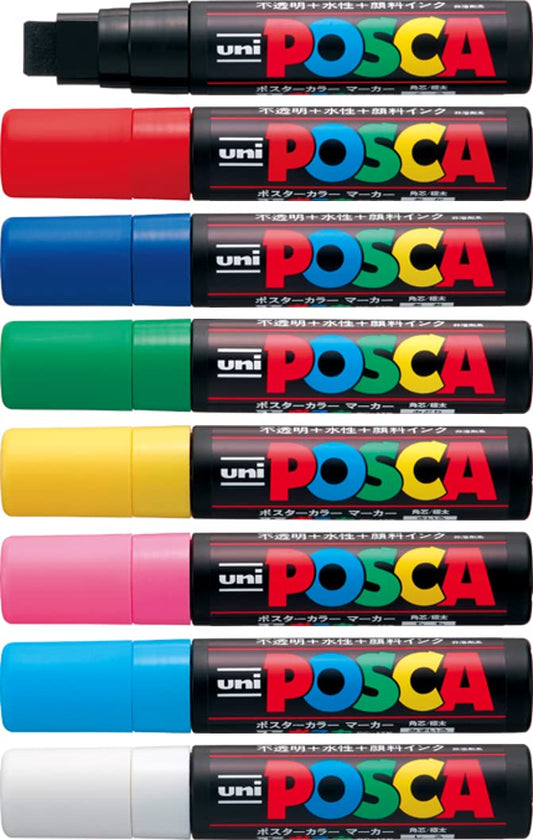 uni-ball Posca PC-17K 15.0 mm Extra Broad Tip Marker Pen, Multicolor, Pack of 8