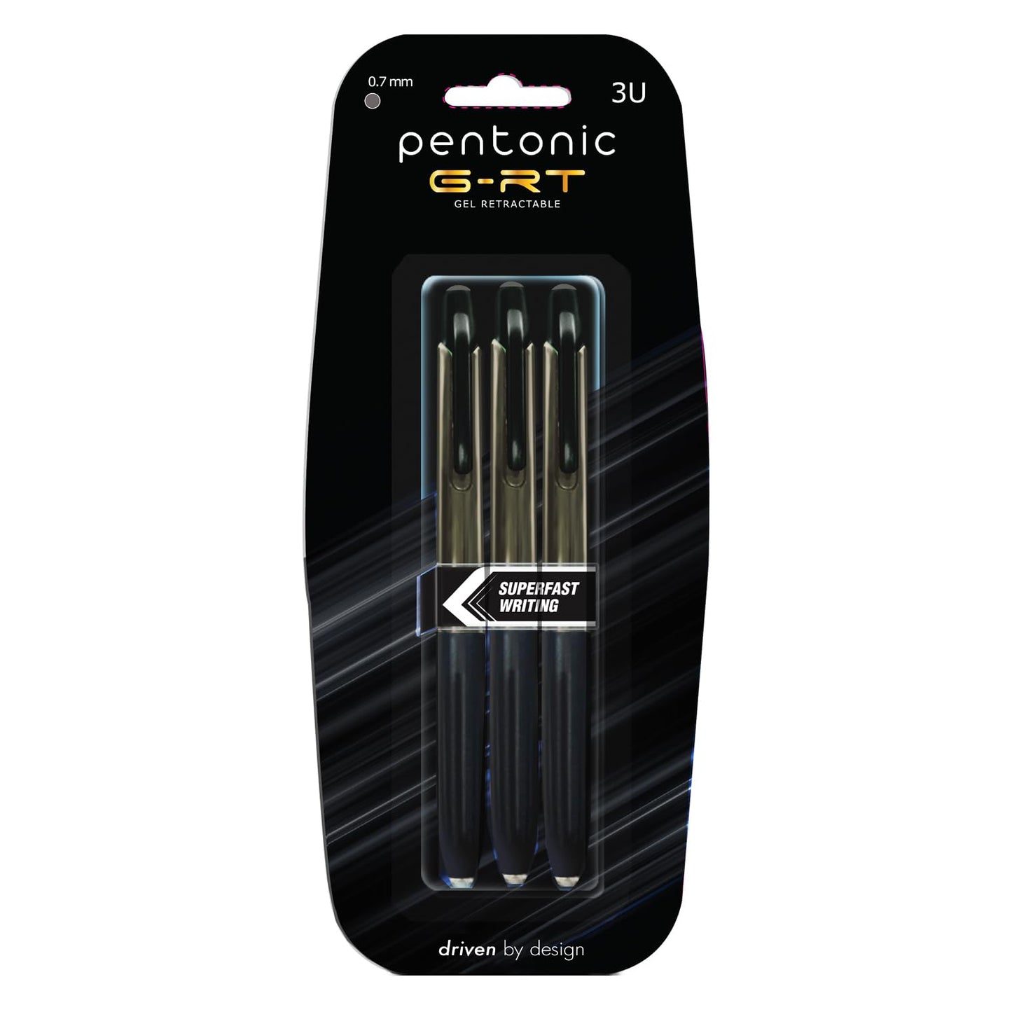 Linc Pentonic G-RT Gel Pen Blister Pack (0.7 mm, Black Ink, Pack of 3)