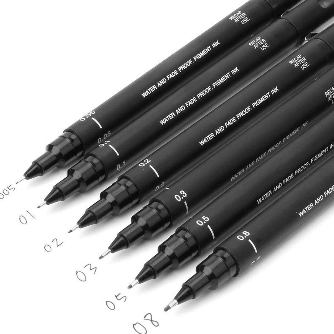 uni-ball PIN-200 0.03-0.8mm With Brush Fineliner Drawing Pen, Black Ink, Pack of 6