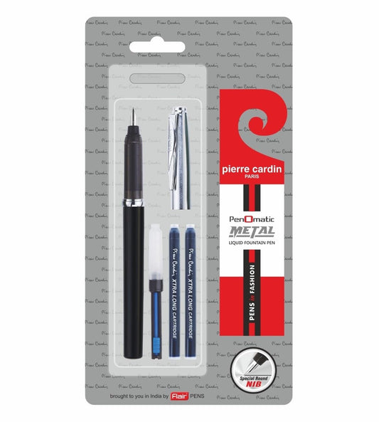 Pierre Cardin Penomatic Metal Exclusive Fountain Pen, Blue Ink, Pack Of 1