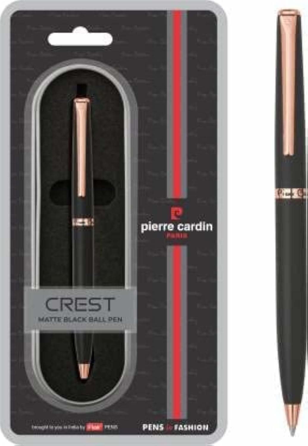 Pierre Cardin Crest Matte Black Exclusive Metal Ball Pen , Blue Ink, Pack of 1