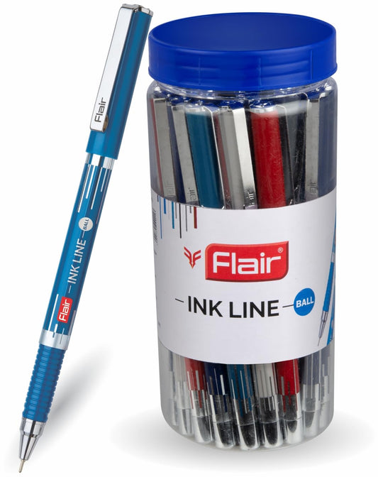 FLAIR Inkline Ball Pen 25 Pcs Jar, Blue Ink, Pack Of 1