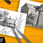 BRUSTRO Technical Pen Black Assorted, Set of 6